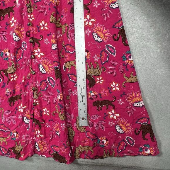 Torrid Dress Womens Sz 10-12 Pink Blue Paisley Tigers Buttons Boho Chic No Belt - Picture 8 of 13